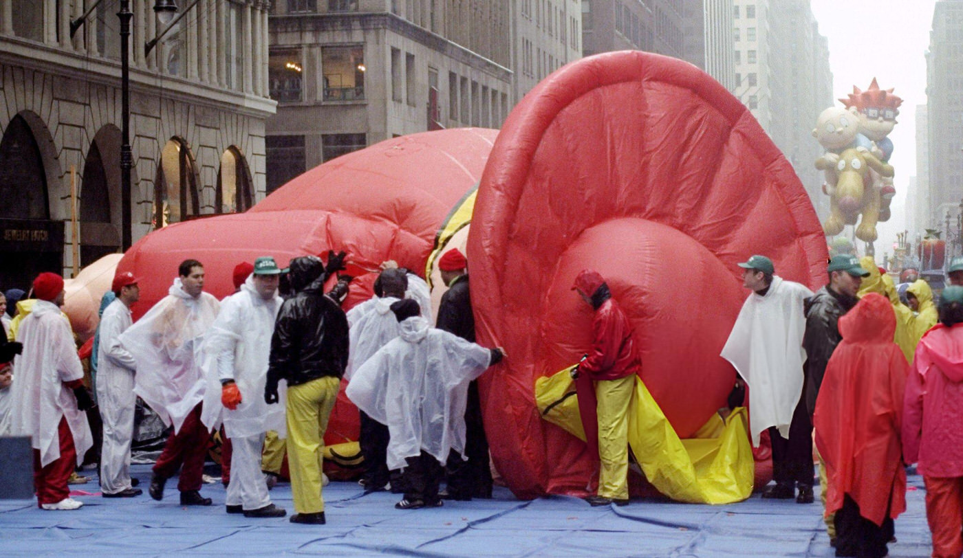 Giant Balloons Are Deflated After The 72Nd Annual Macy'S Thanksgiving Day Parade.