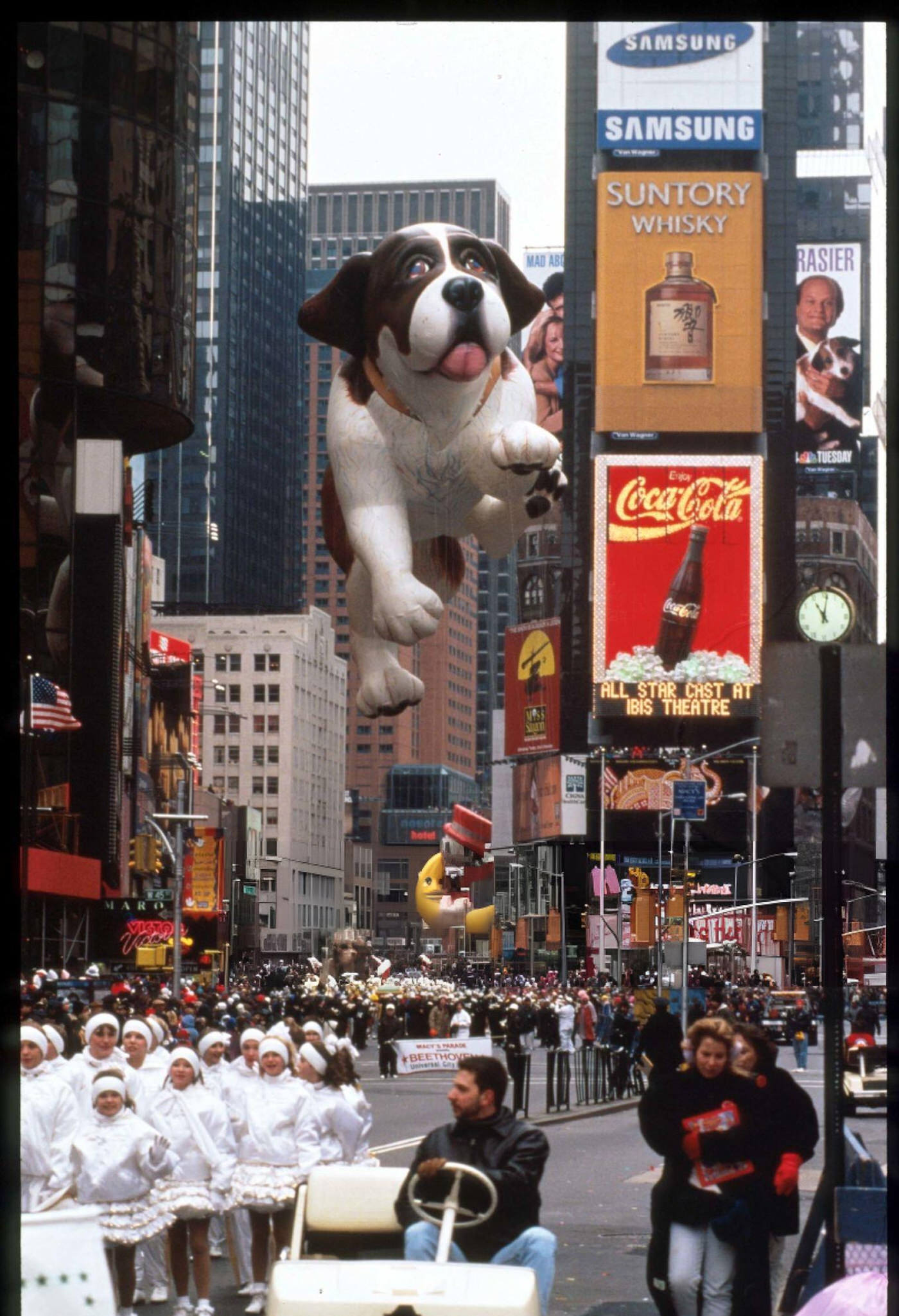 A Giant Balloon Of Beethoven Floats In The Air During The 69Th Macy'S Thanksgiving Day Parade, November 23, 1995.