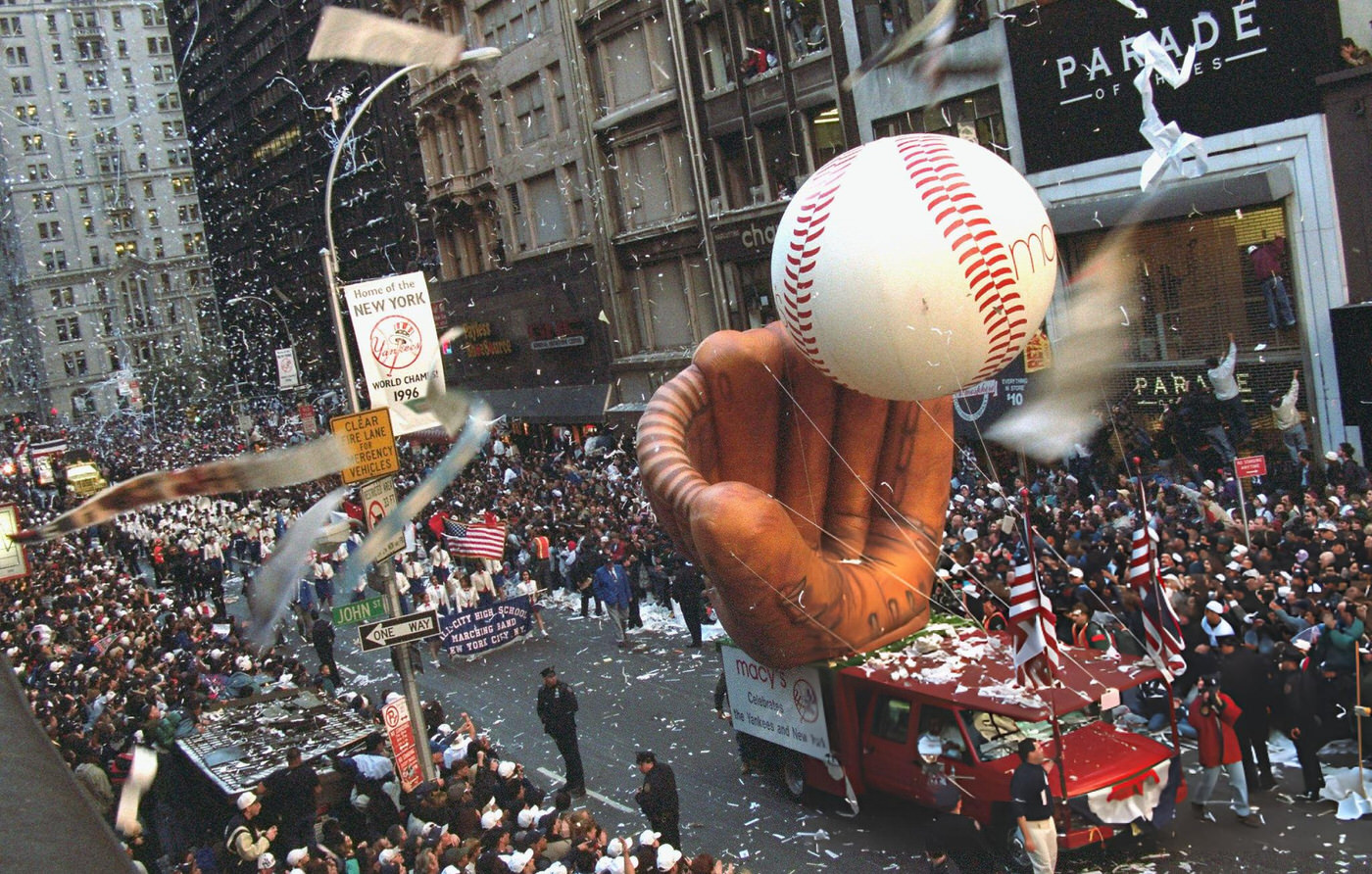 The New York Yankees Participate In A Parade In Downtown Manhattan.