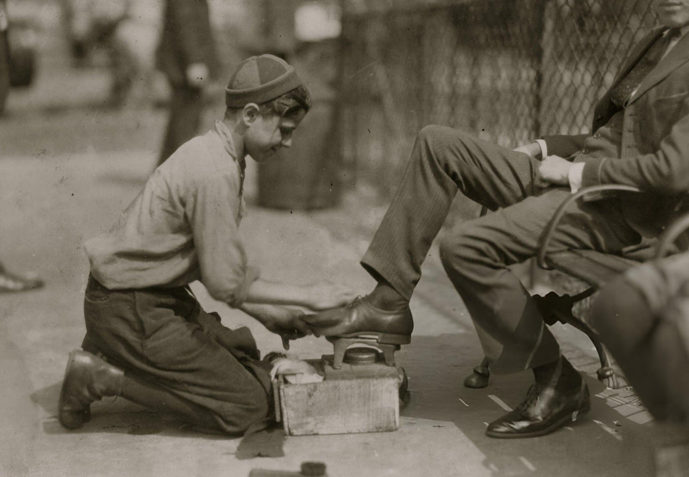 Tony, A Twelve-Year-Old Bootblack, At His Station In Bowling Green, New York City, Making $2 To $3 A Day, July 25, 1924.