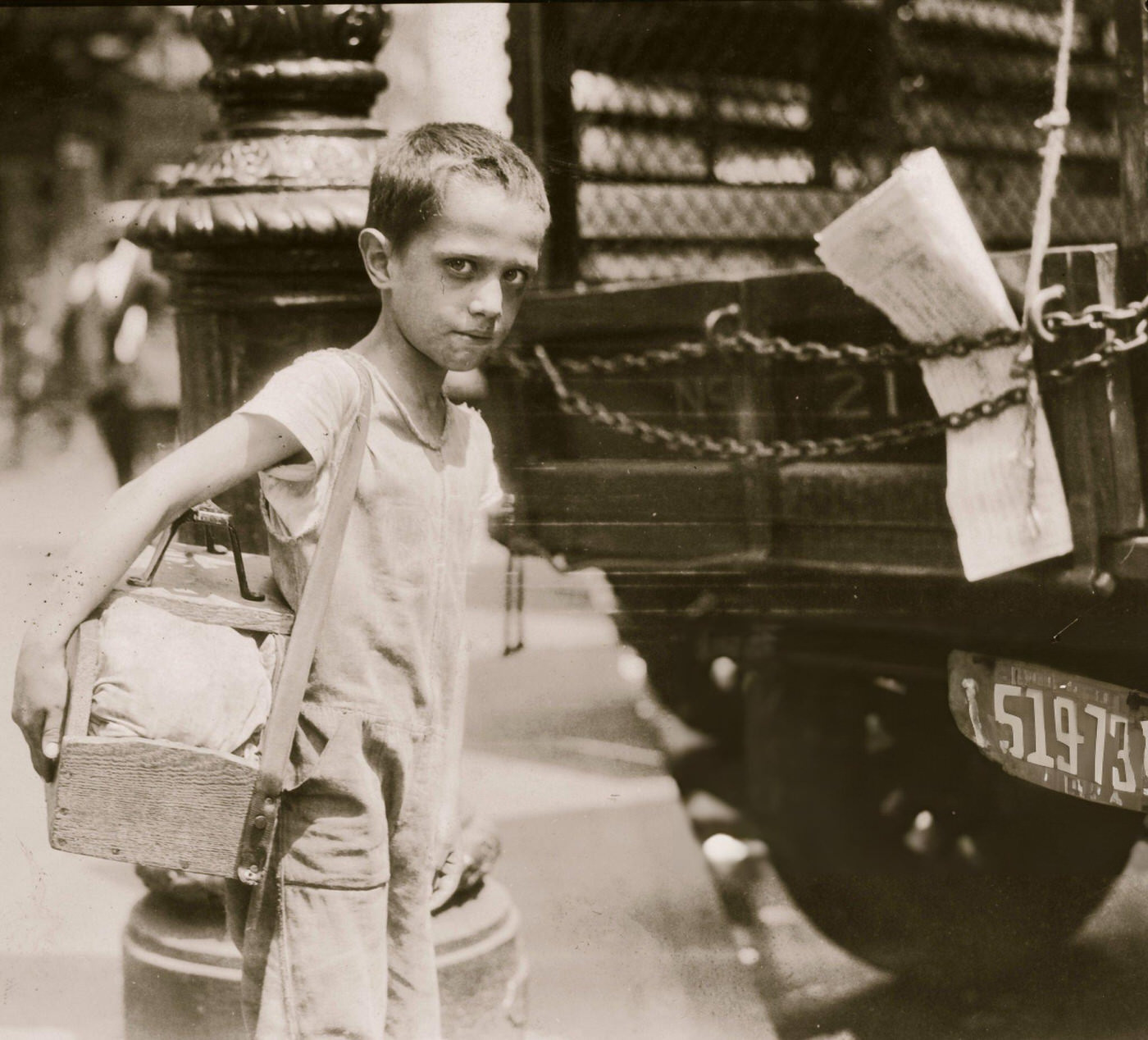 Portrait Of A Young Shoe Shiner Named Tommie On Canal Street, New York, July 25, 1924.