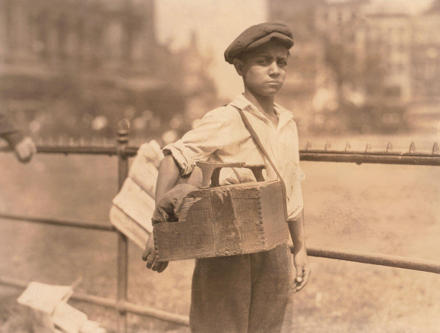 Young Boy Working As A Bootblack In City Hall Park, New York City, Circa 1924.