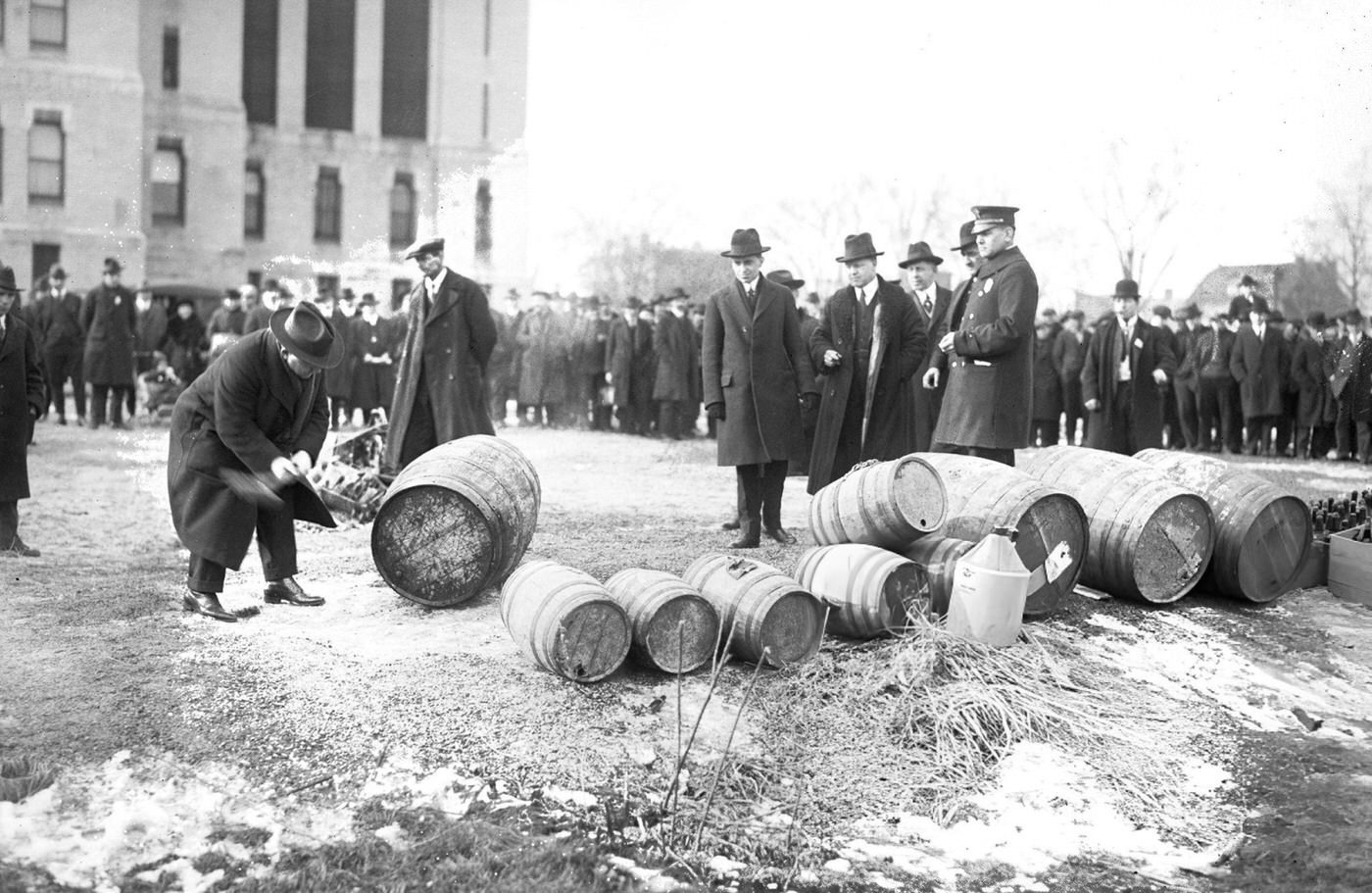 Disposing Of Liquor During Prohibition, 1920S.
