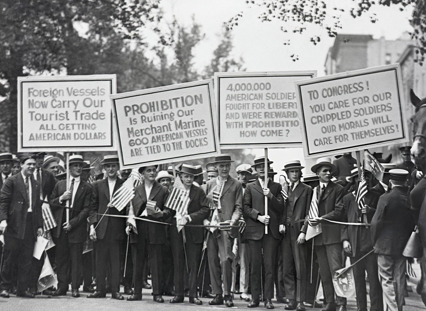 Protesters Carrying Signs About The Negative Effects Of Prohibition.
