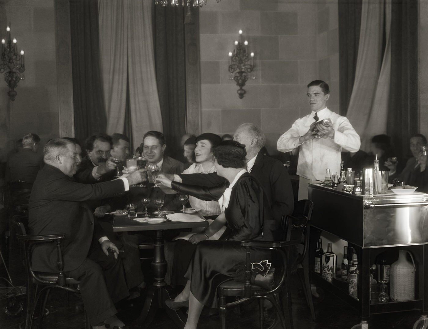 Artists And Writers Toasting Prohibition Repeal At The Park Lane Hotel, 1933.