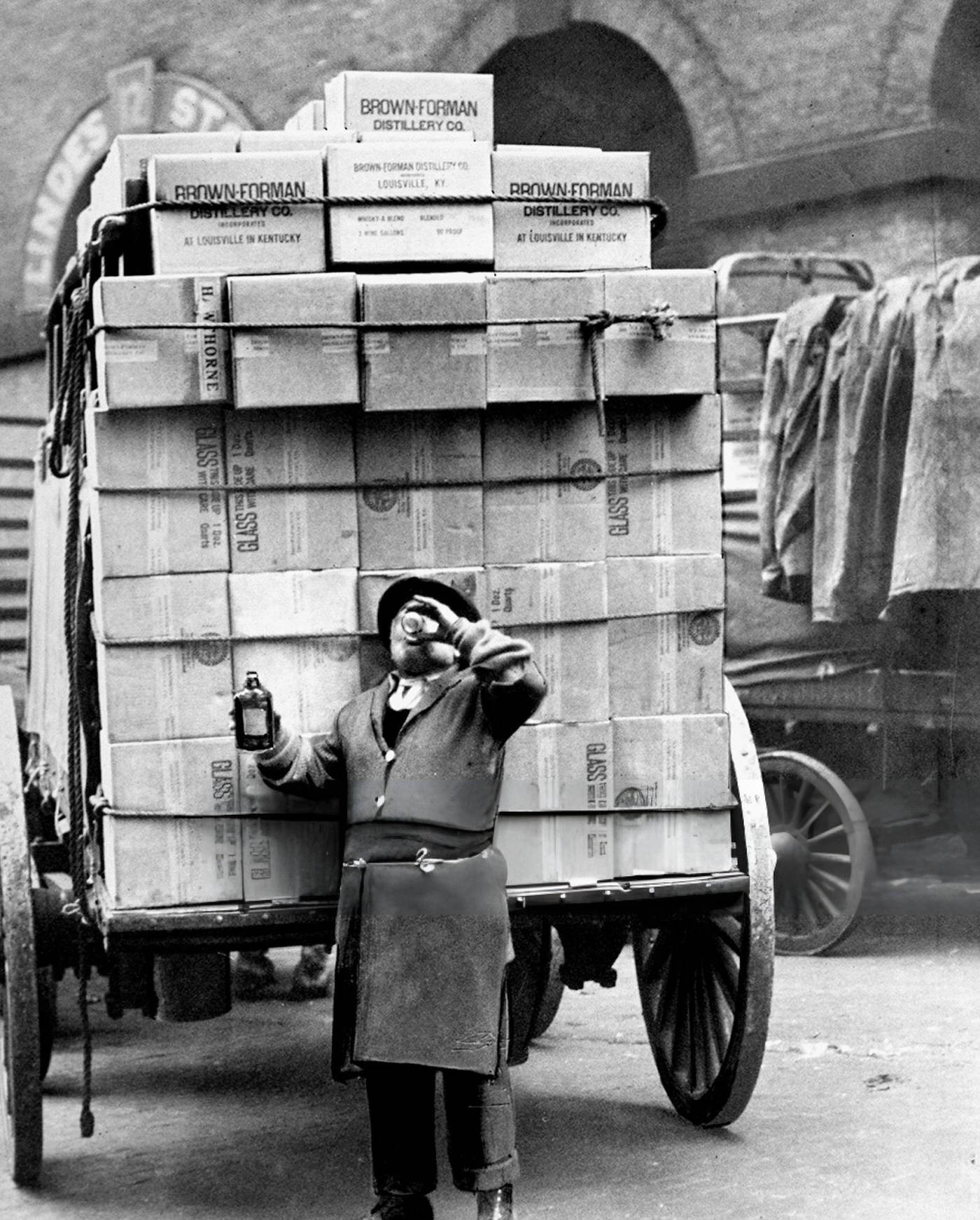 Tony Pasquale Takes A Drink Of Kentucky Whiskey While Delivering Legal Liquor The Day After Repeal Of Prohibition, 1933.