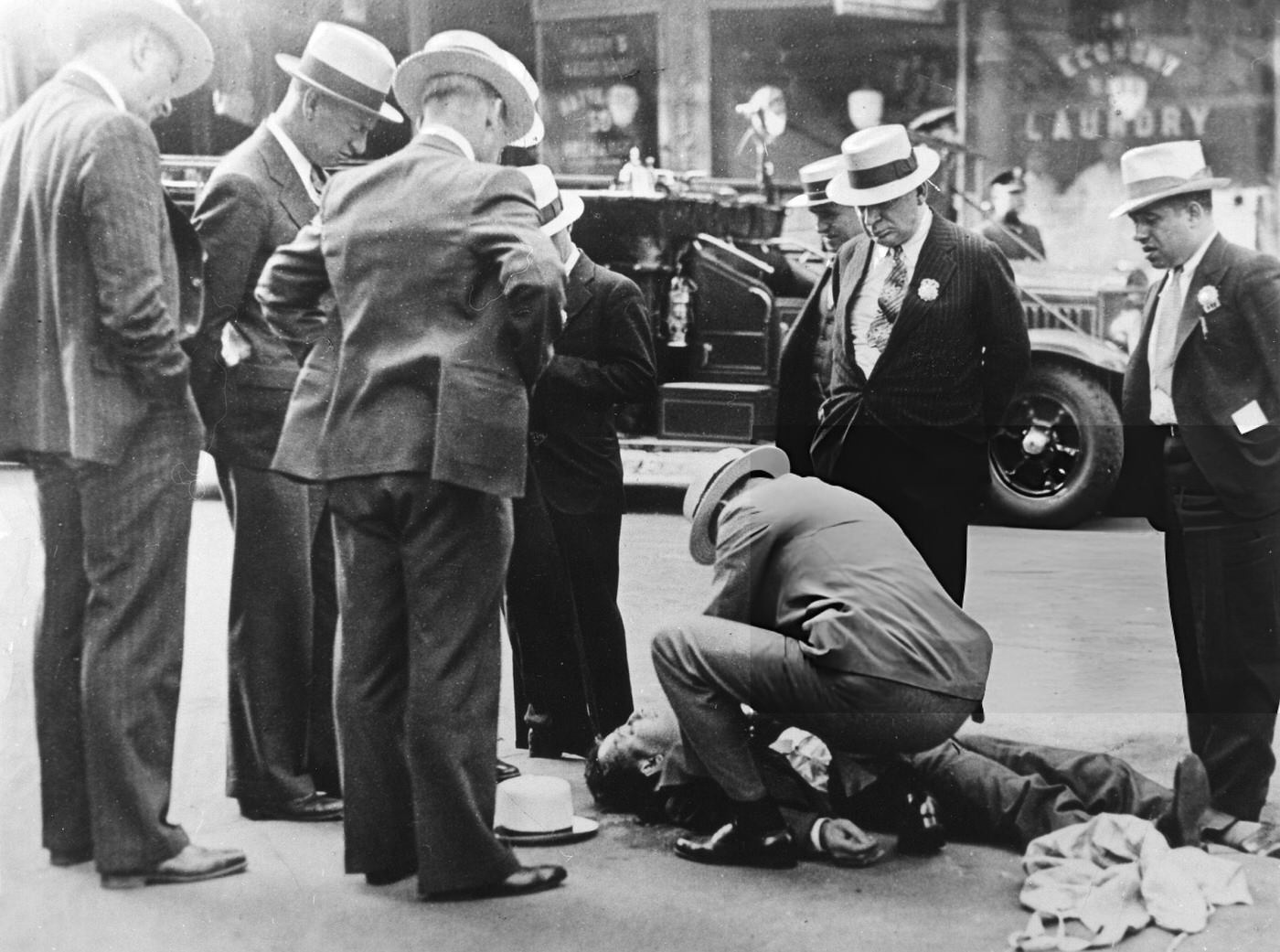 An Alcohol Smuggler Was Shot Dead By A Member Of A Rivaling Gang During The Era Of Prohibition, 1929.