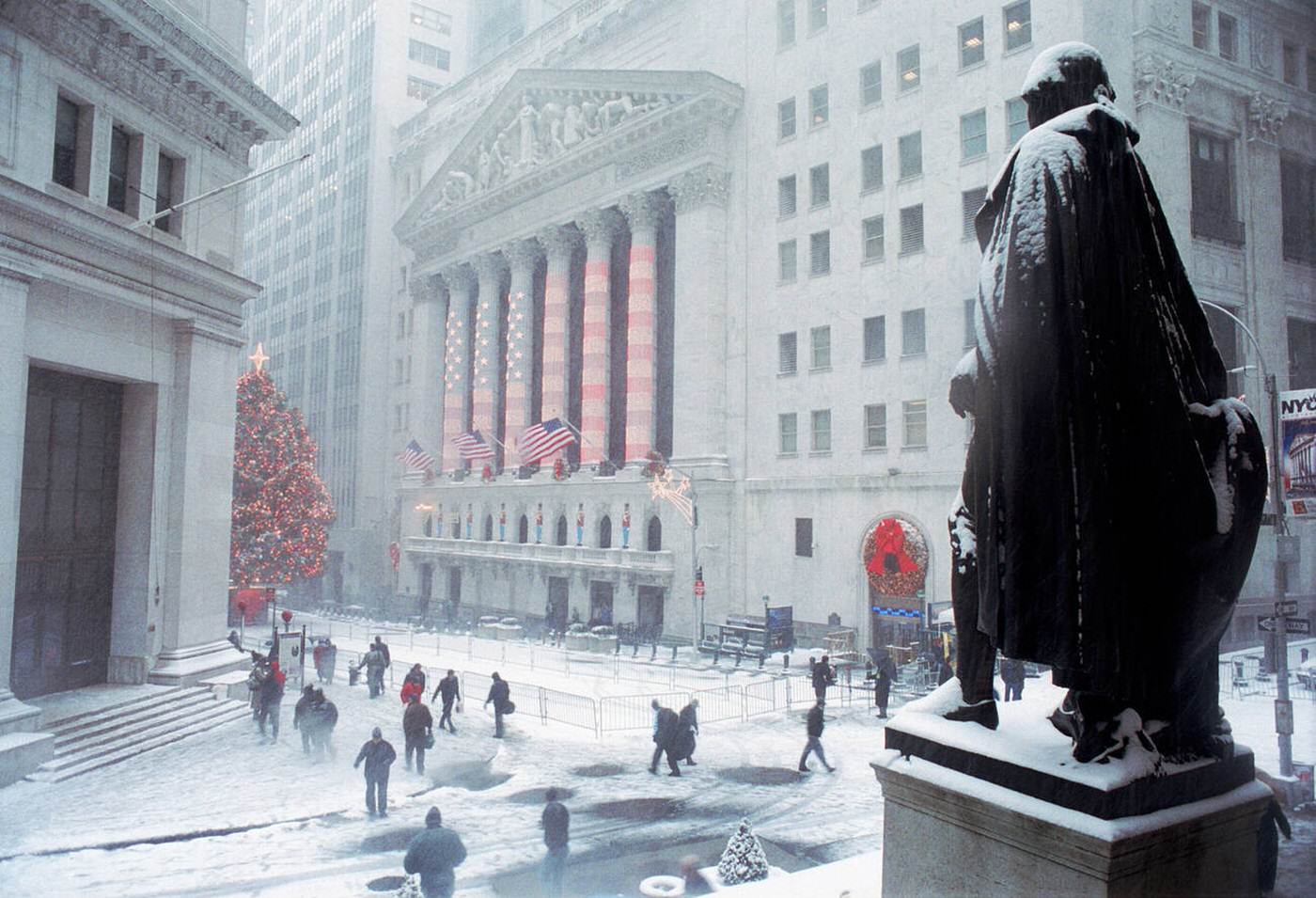 The Statue Of George Washington Watches Over The New York Stock Exchange, 2002.