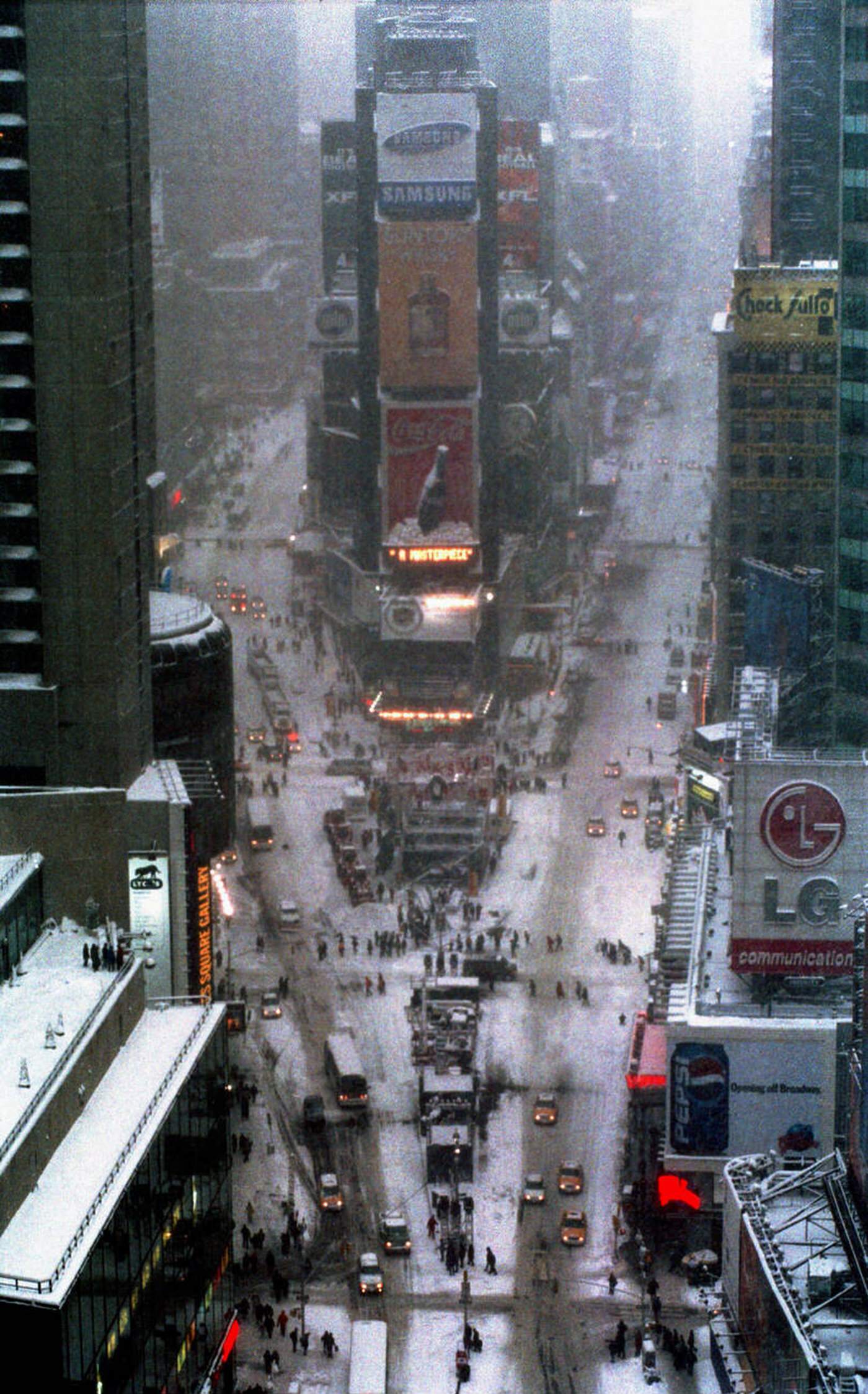 Looking North On Times Square During A Snowstorm, 2000.