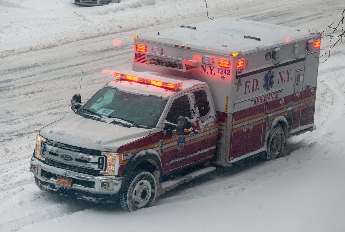 Fdny Ambulance Encrusted With Snow On Ninth Avenue In Chelsea During A Nor'Easter, 2022.