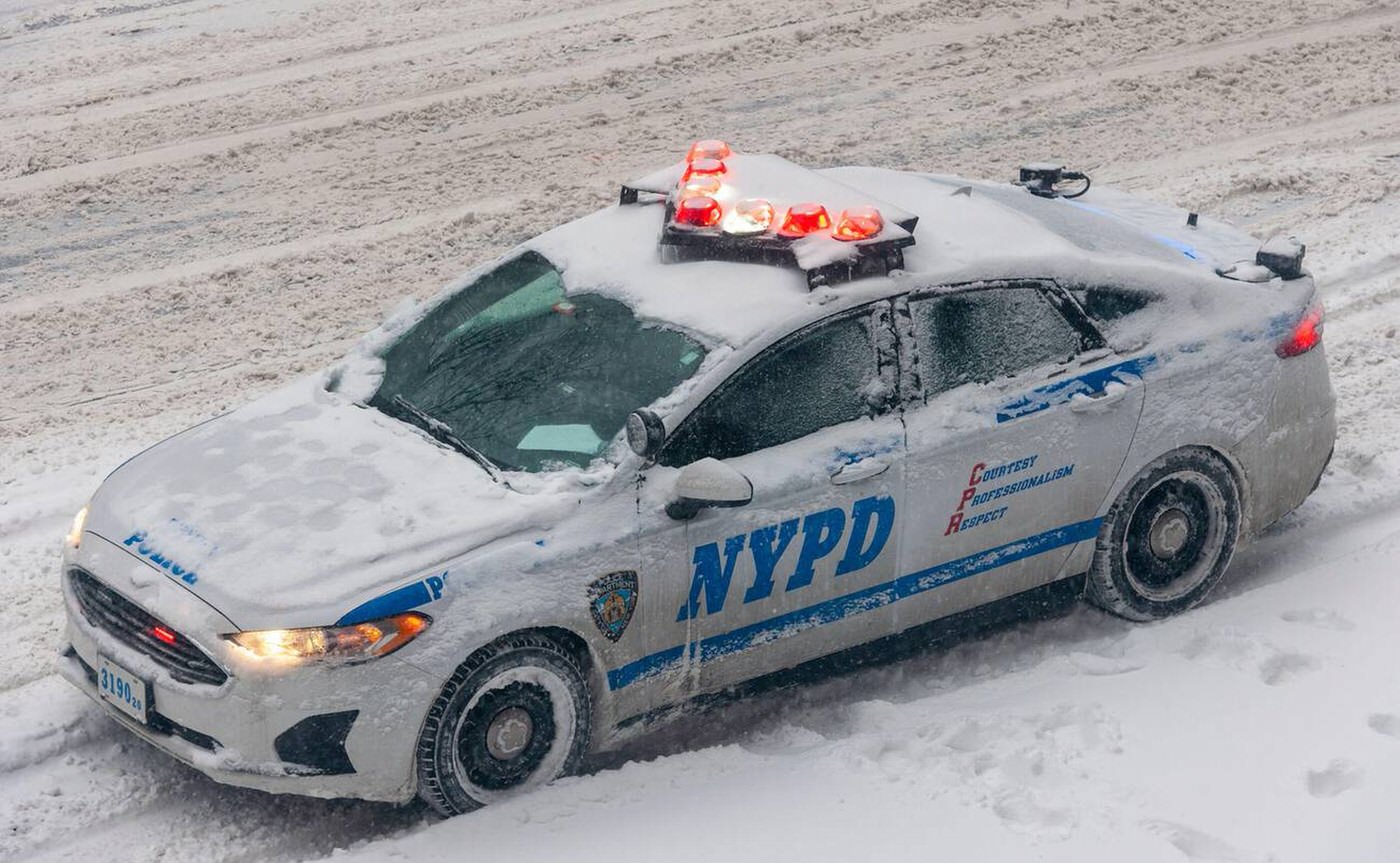 Nypd Vehicle Encrusted With Snow On Ninth Avenue In Chelsea During A Nor'Easter, 2022.