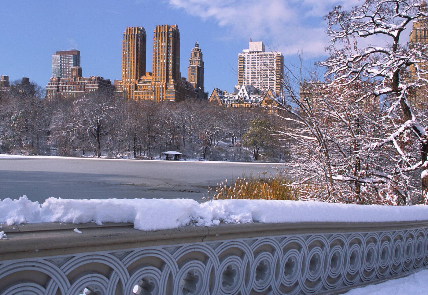Bow Bridge And Central Park West Skyline After Snowstorm, 2005.