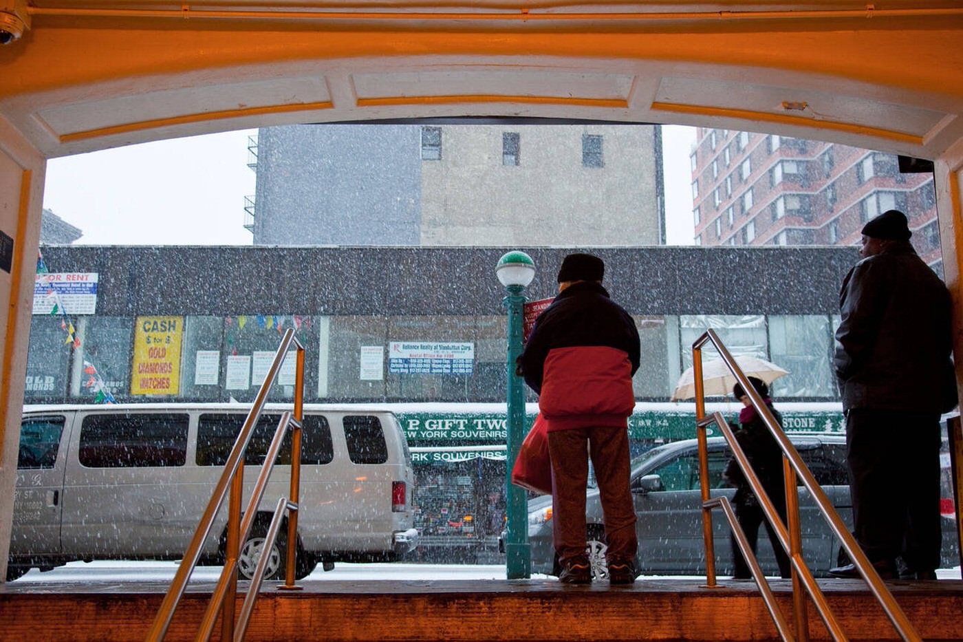 Subway Exit During A Snowstorm In Manhattan, 2009.