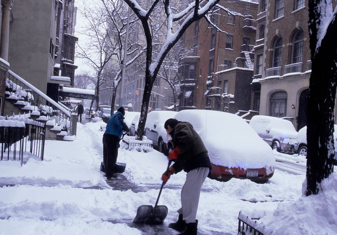 Digging Out From Heavy Snowfall On A Narrow Street In The Upper East Side, 2009.