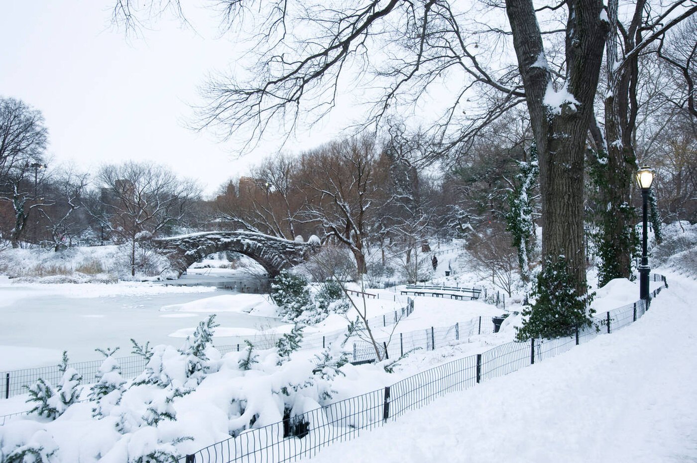 An Early Morning View Of The Gapstow Bridge After A Snowfall In Central Park, 2009.