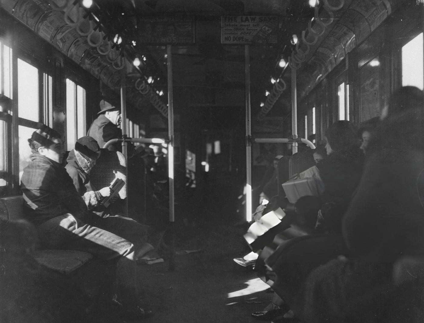 Inside A Subway Car On The Open Air Elevated, 1930.
