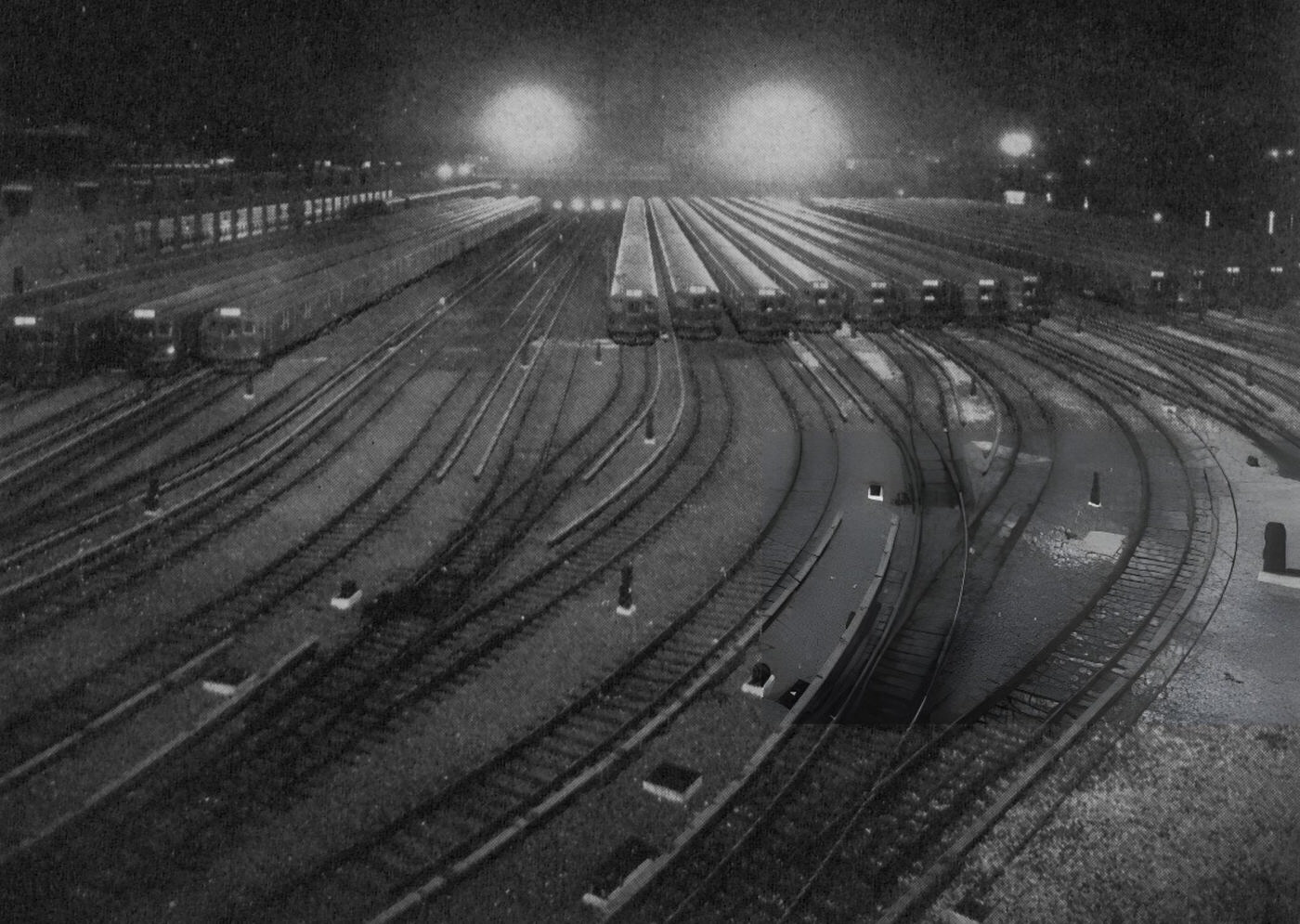 Eighth Avenue Subway Yards In New York City Illuminated By Floodlights, October 1932.