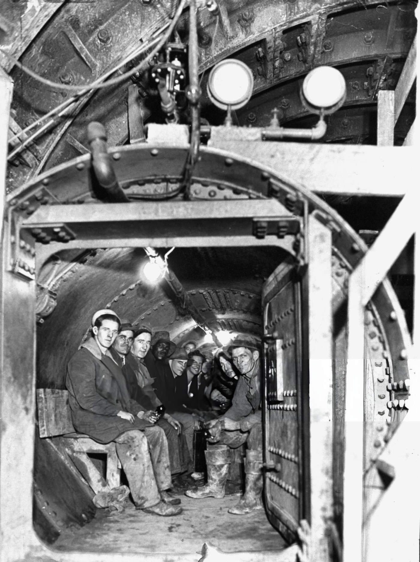 &Amp;Quot;Sandhogs&Amp;Quot;, Constructing A Subway Tunnel Under The East River, Sit In A Decompression Chamber, November 17, (Year Unspecified).