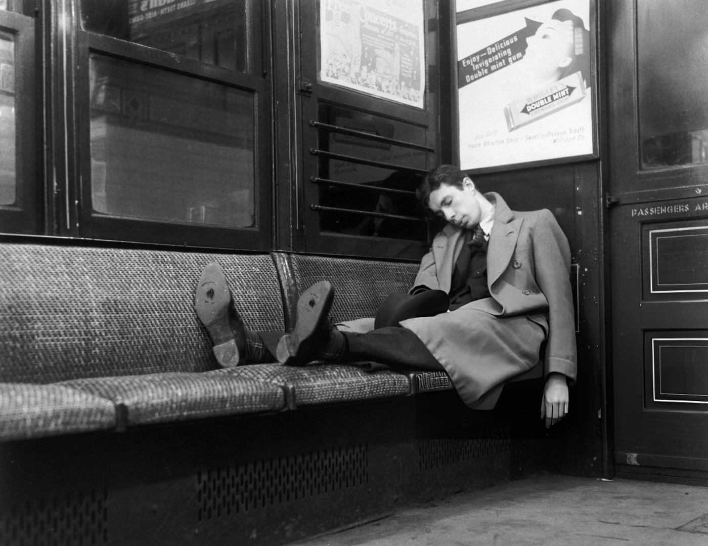 Man Asleep On The Subway, April 1939.