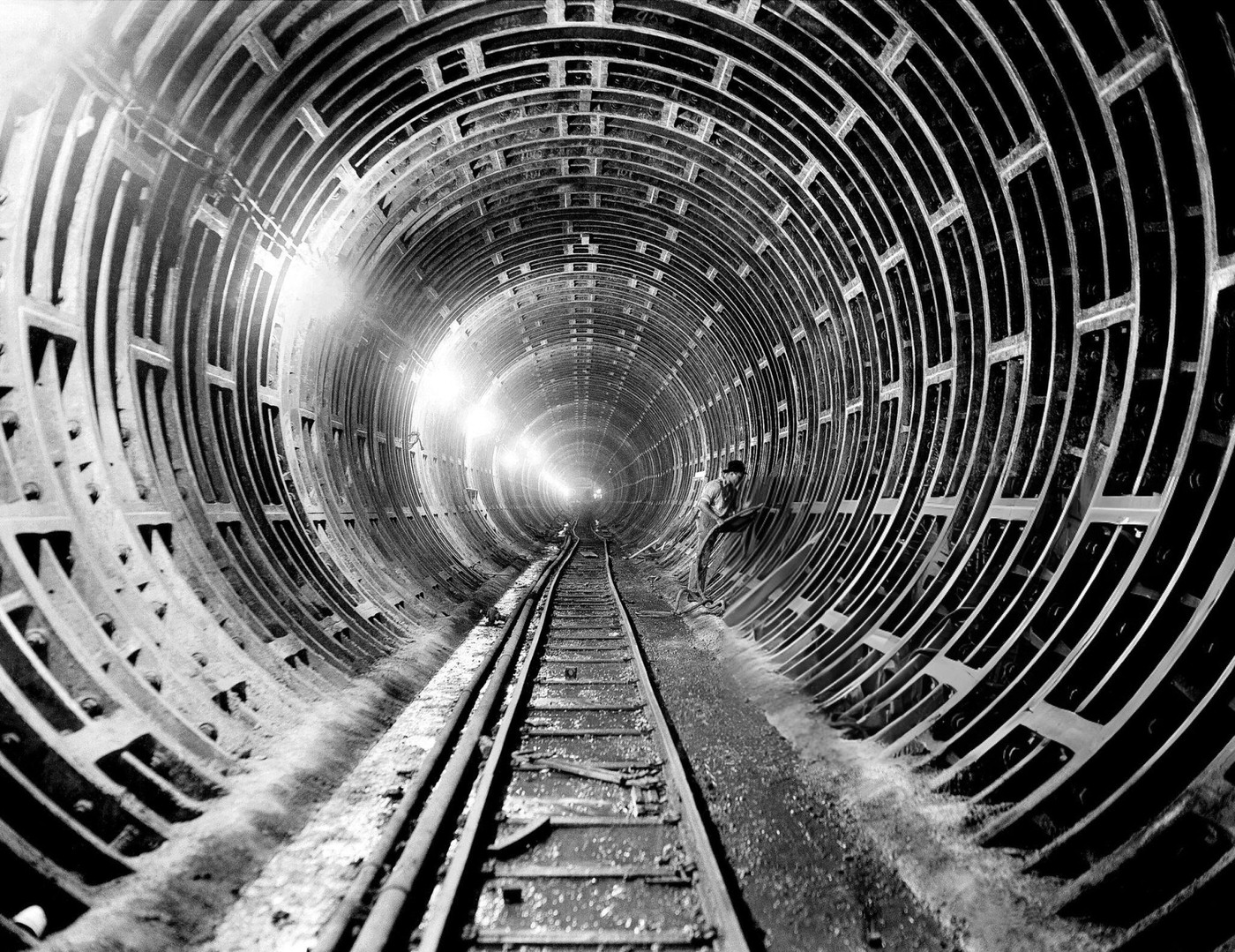 A Workman Caulks Joints With Lead To Make Them Waterproof During The Construction Of The 6Th Avenue Subway Tunnel, June 3, (Year Unspecified).