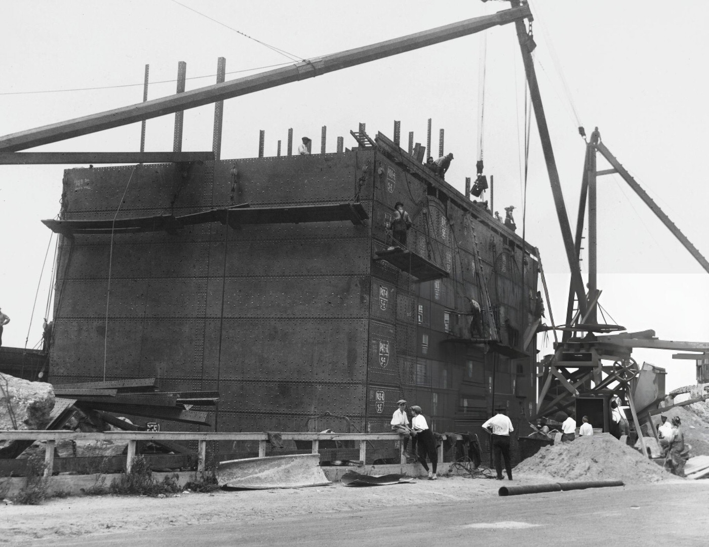 Men At Work On A Caisson Used For The New York Subway, 1933.