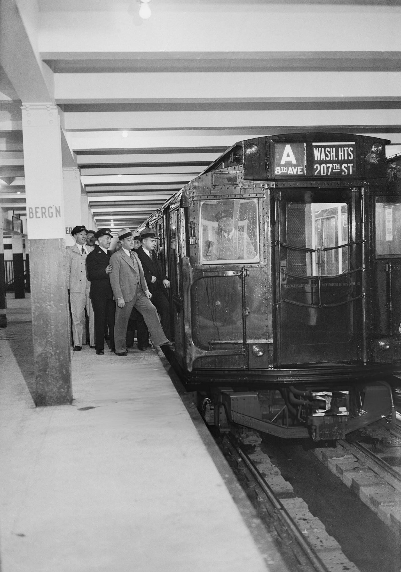 Passengers Board A Subway Train At The New Bergen Street Station On The Eighth Avenue Subway Line In Brooklyn, (Year Unspecified).