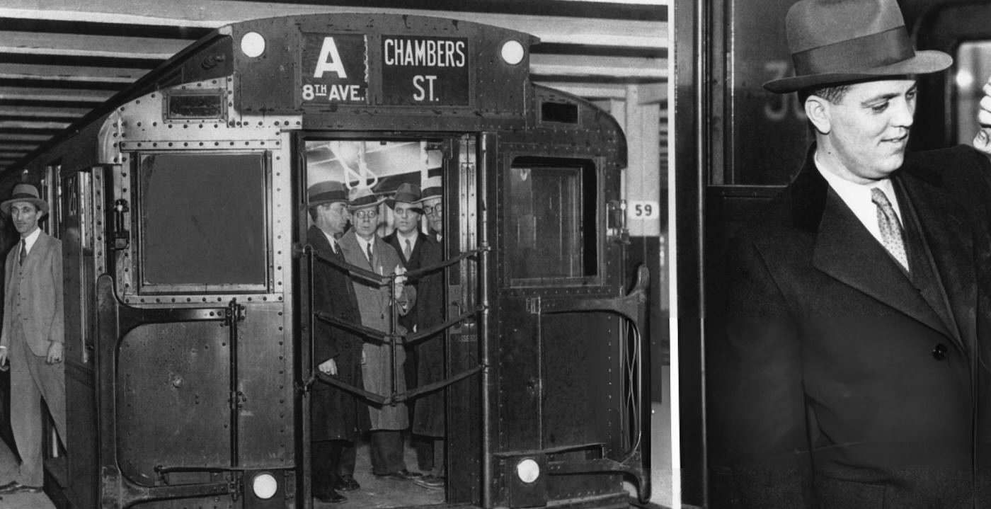 First Ride During The Subway Grand Opening, Showing The New Safety Door, February 29, 1932.