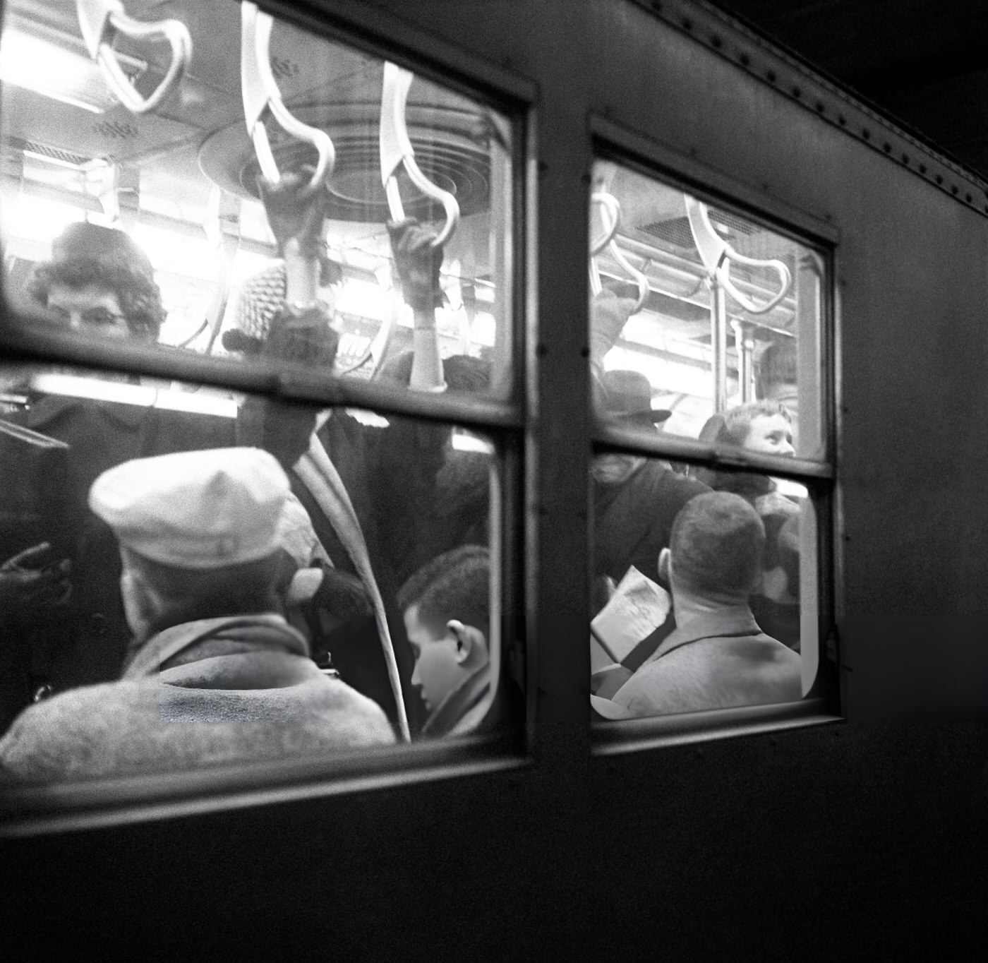 Passengers Crowded Onto A New York City Subway Car, January 1959.