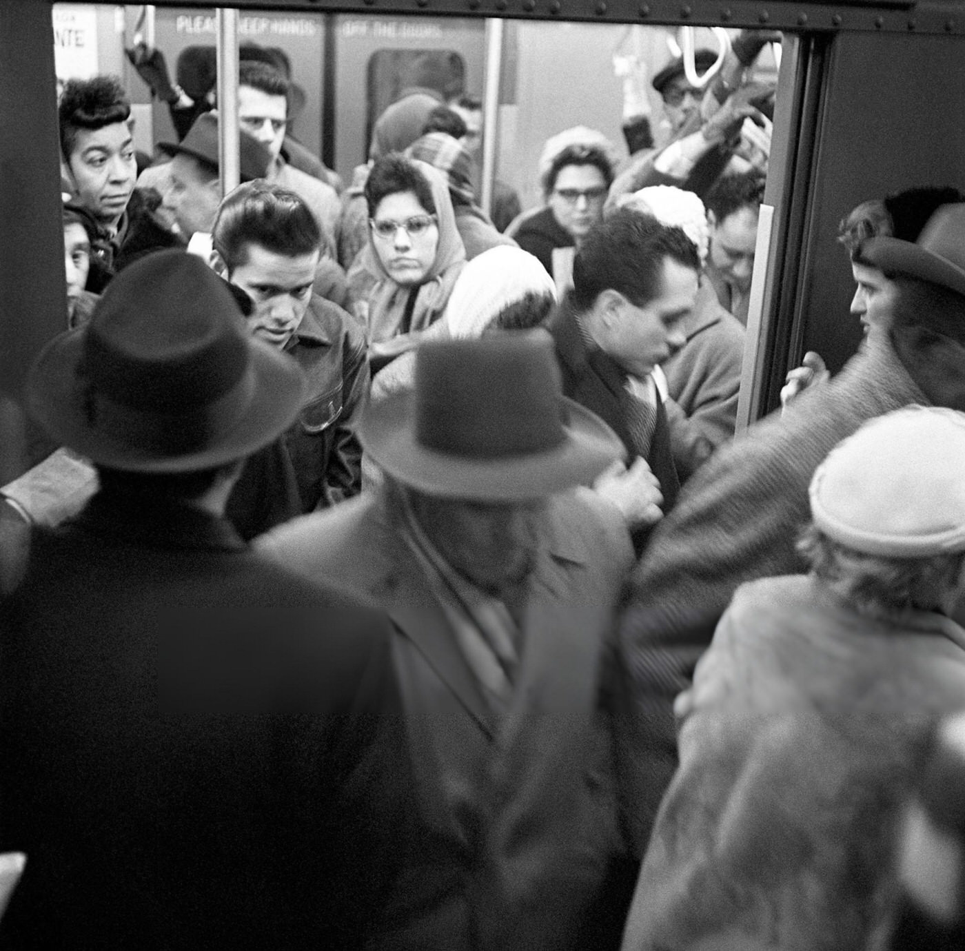 Passengers Exiting The New York City Subway, January 1959.
