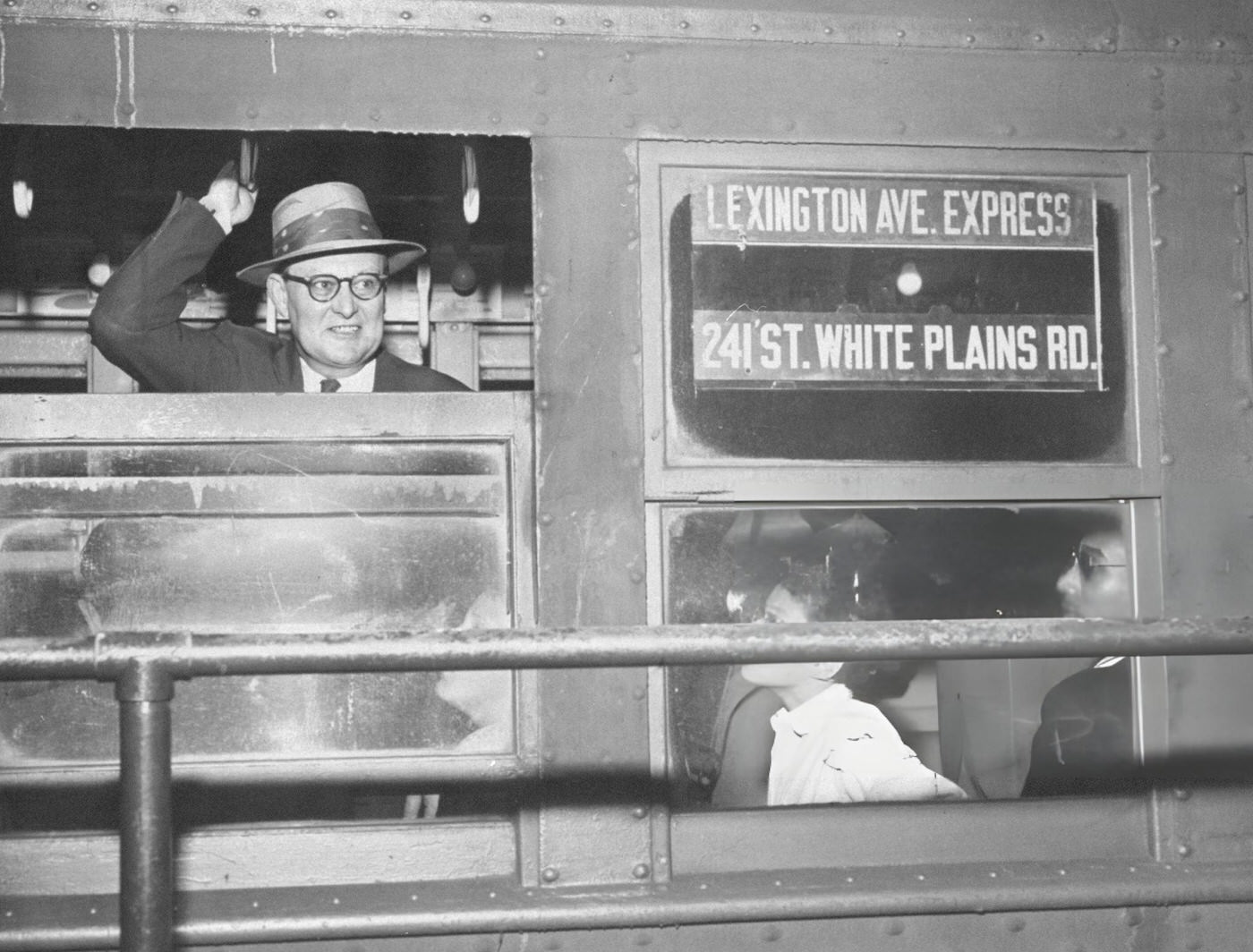 Transit Authority Chairman Charles L. Patterson Looks Out The Window Of An Irt Lexington Ave. Express At Grand Central Subway Station, 1950S