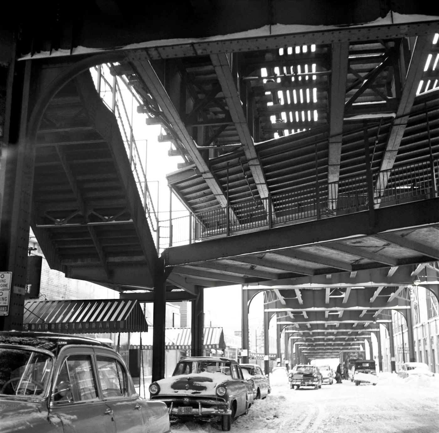 Elevated Tracks Of The New York City Subway, January 1959.