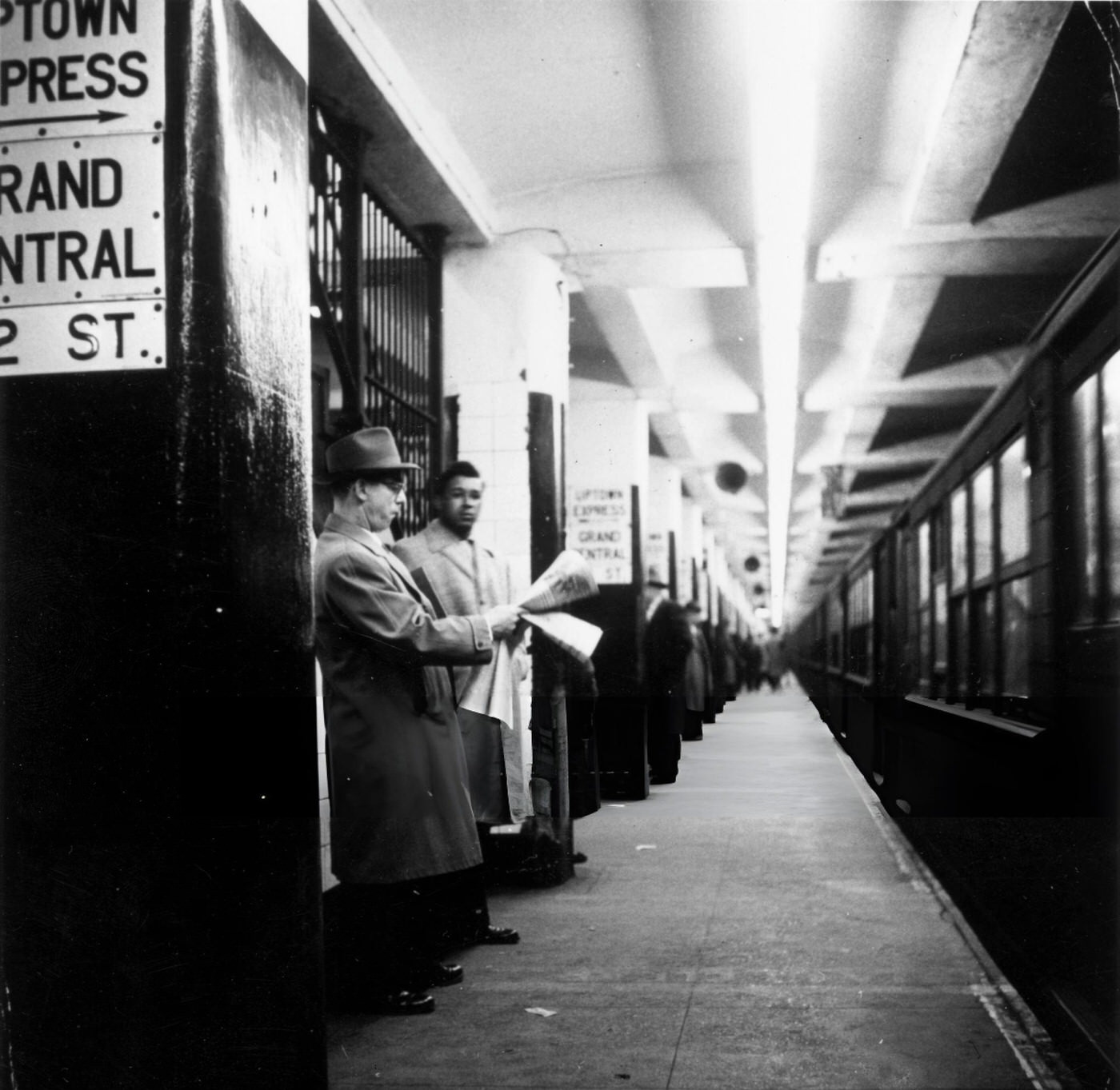 View Along A Subway Station In New York, Circa 1955.