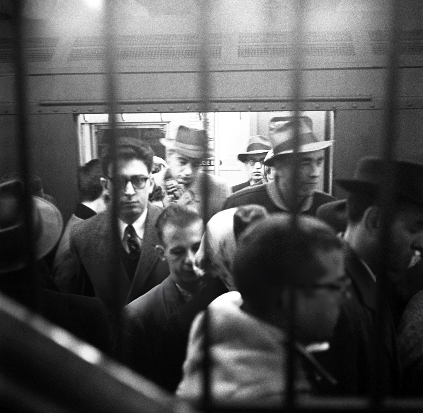 Passengers Exiting The New York City Subway, January 1959.