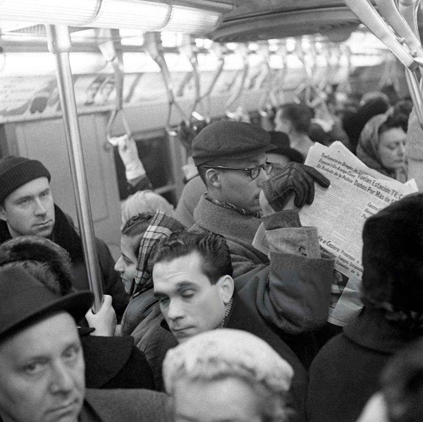 Passengers On The New York City Subway, January 1959.