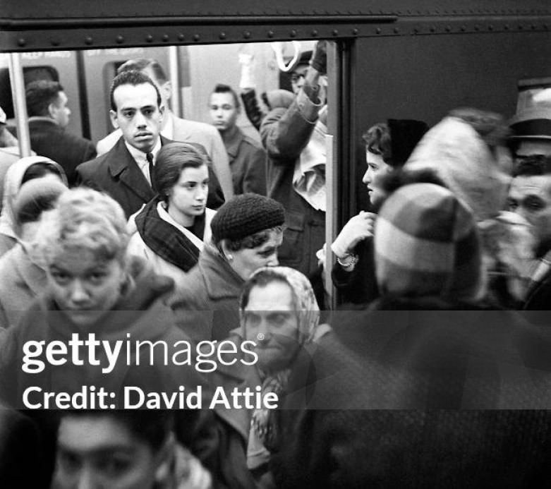 Passengers Exiting The New York City Subway, January 1959.