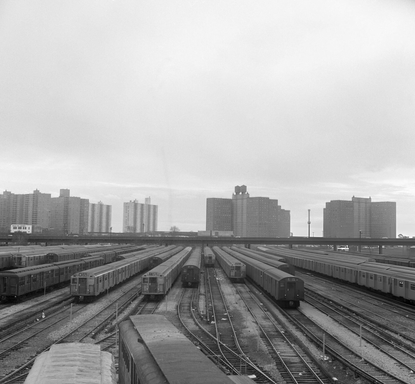 Bmt Subway Trains Idle At The Coney Island Yard During A Subway-Bus Strike, January 3, 1966.