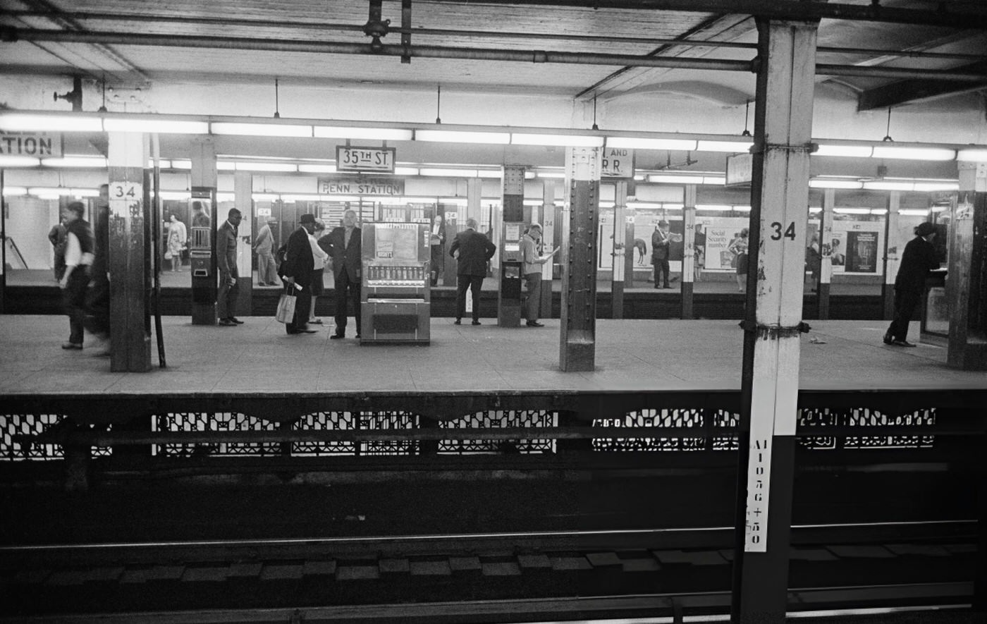 Commuters Wait For Trains At Pennsylvania Station, New York City, 1966.