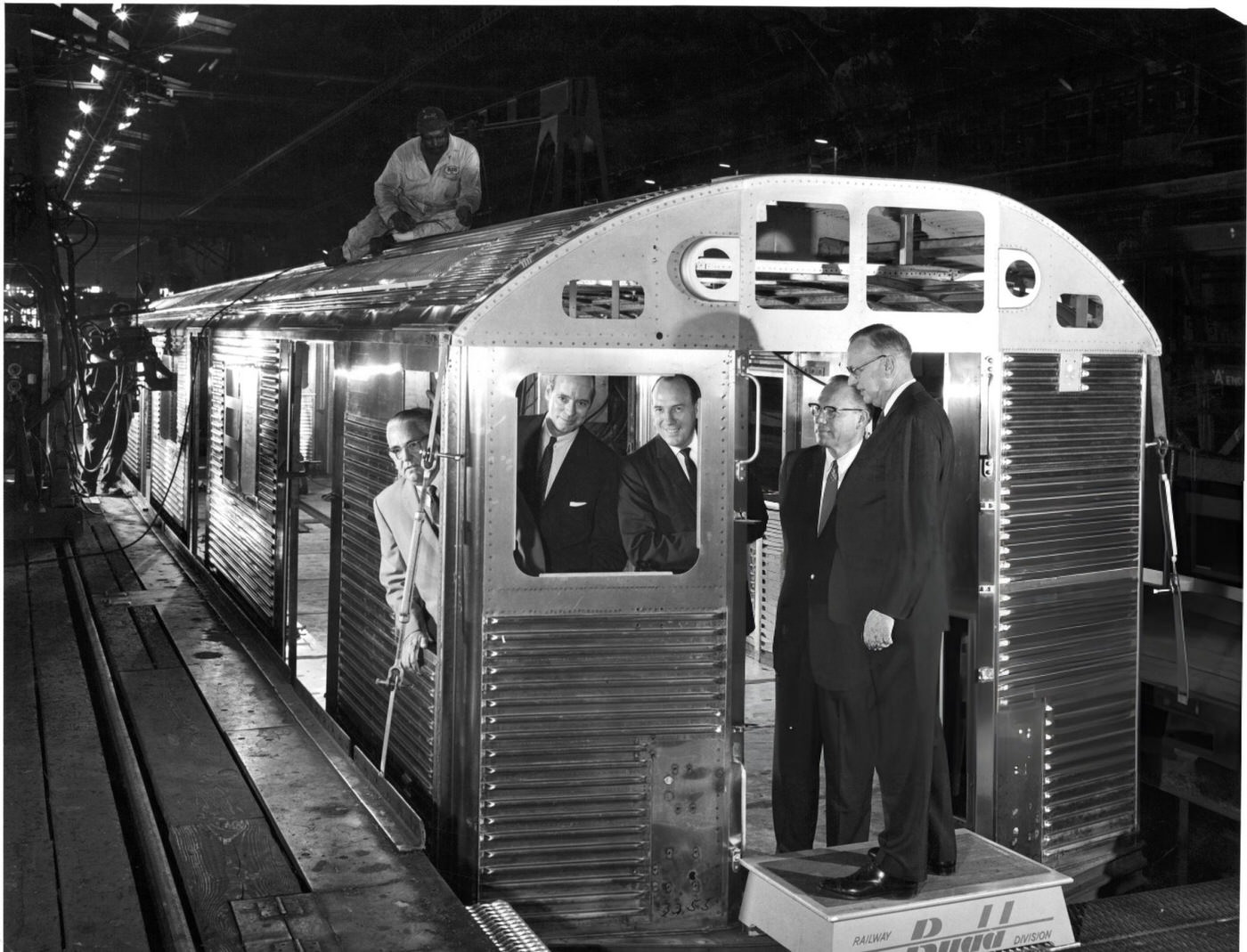 New York City Transit Authority Officials Inspect The First Of Their New R32 'Brightliner' Subway Cars At The Budd Company Railway Division Plant In Philadelphia, June 10, 1964.