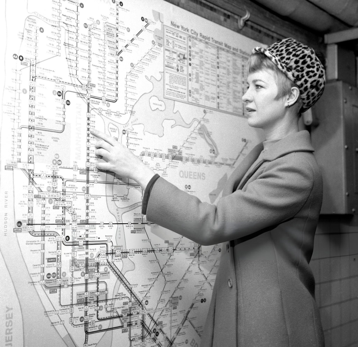Nancy Baker, 24, Studies A Subway Map Of New Routes On The Bmt And Ind Systems, November 25, 1966.