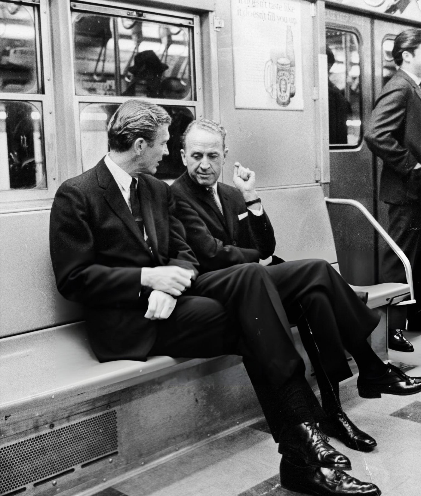 New York City Mayor John Lindsay And City Council President Frank O'Connor Ride The Subway Back To City Hall After A Press Conference In Support Of A Transportation Bond Proposition, November 6, 1967.