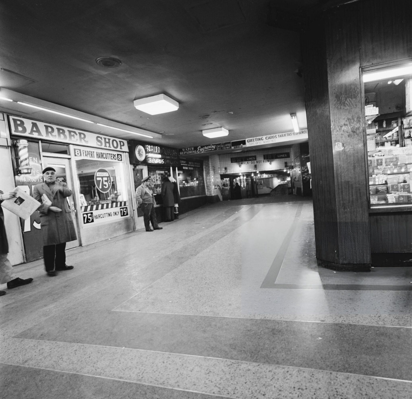 People Standing Outside A Barbershop At The Times Square-42Nd Street/Port Authority Bus Terminal Subway Station, January 22, 1964.