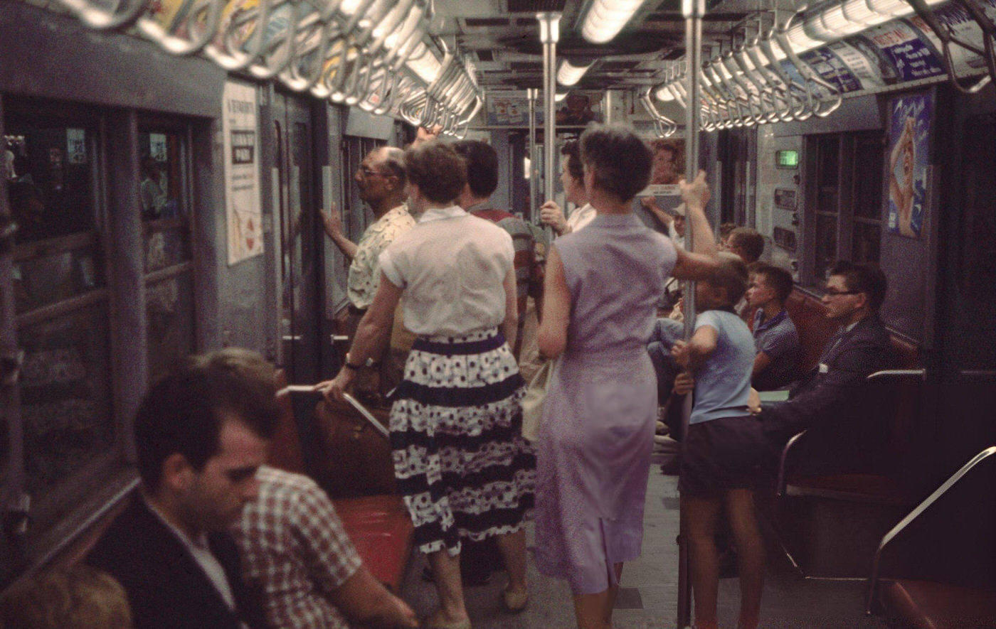 Group Of People On Subway, New York City, July 1961.