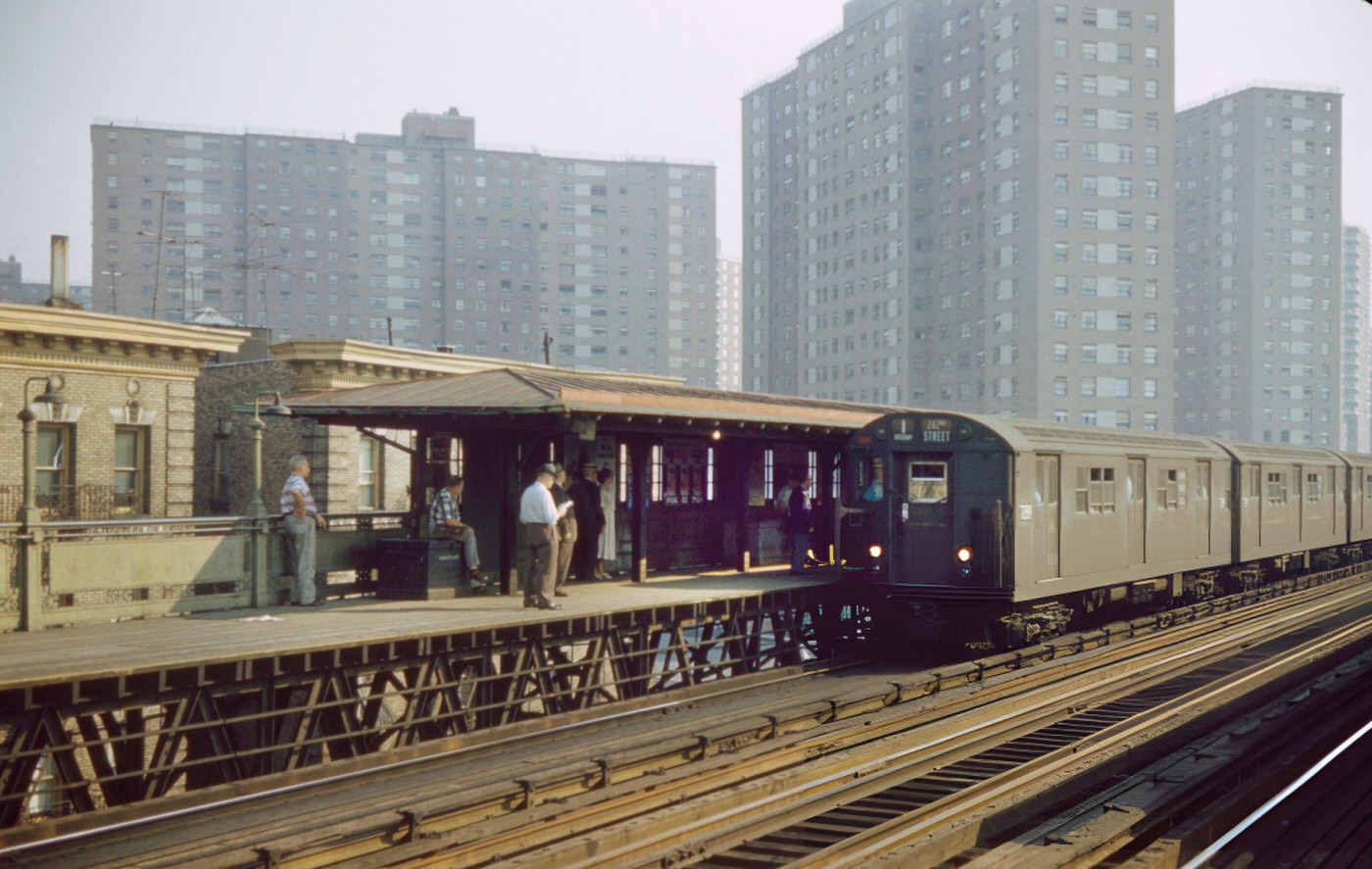 Elevated Subway Station And #1 Train, 125Th Street, New York City, July 1961.