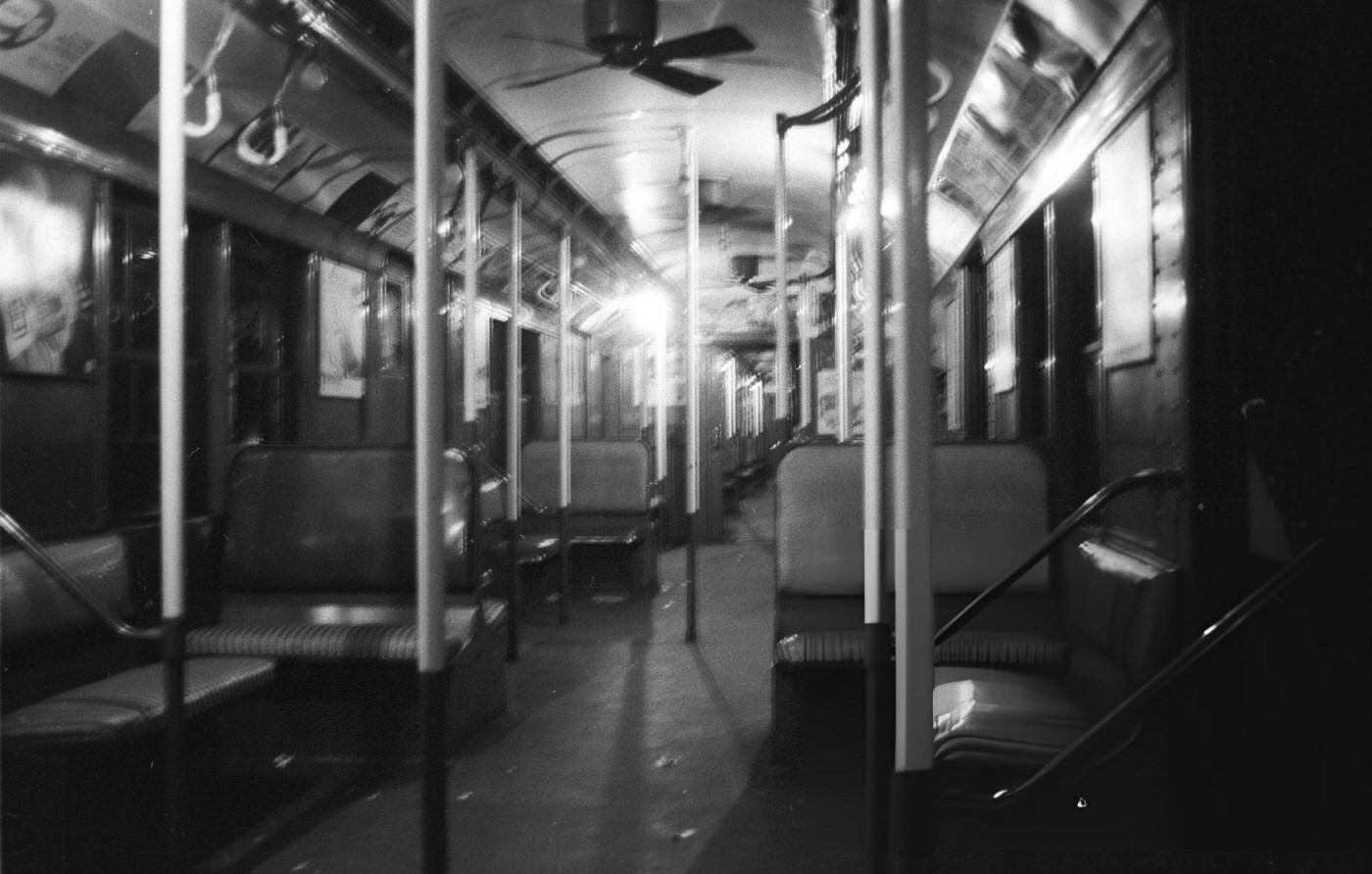 View Of An Empty Subway Car During The Northeast Blackout Of 1965, November 9, 1965.