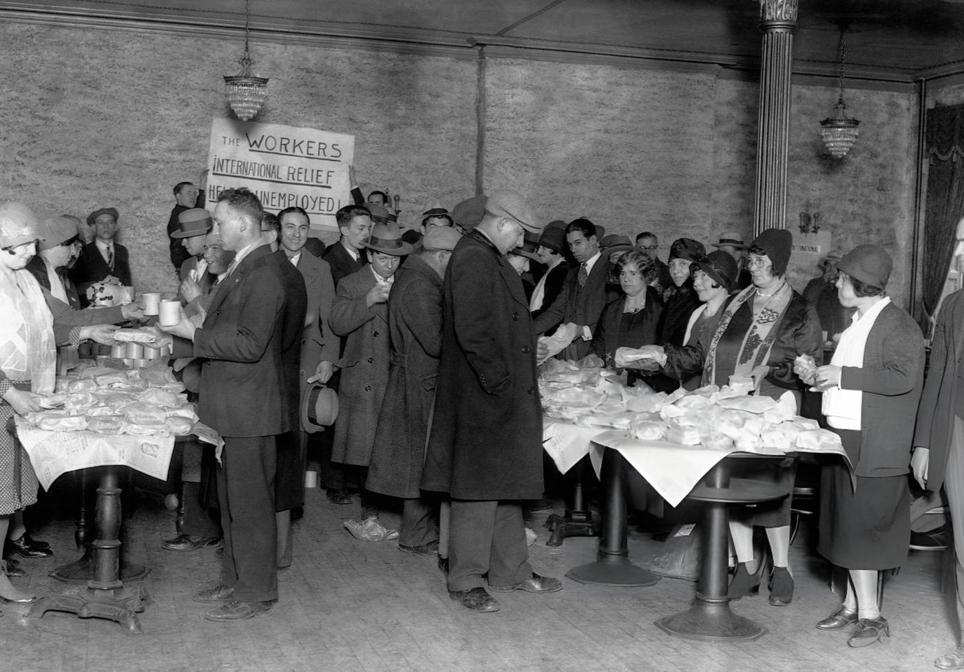 Unemployed People Are Fed By The International Relief Group In Lower Manhattan, 1928.