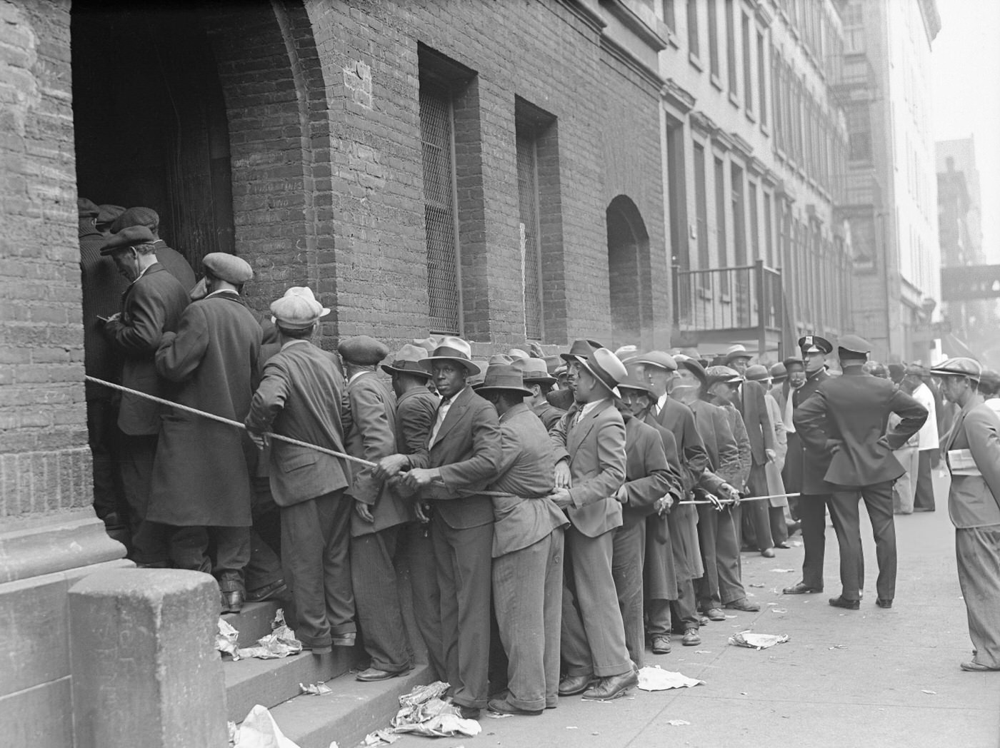 Thousands Of Unemployed Men In Line Waiting To Register At The Emergency Unemployment Relief Registration Offices In New York Riot, October 28, 1931, And Are Quelled By Police Reserves.