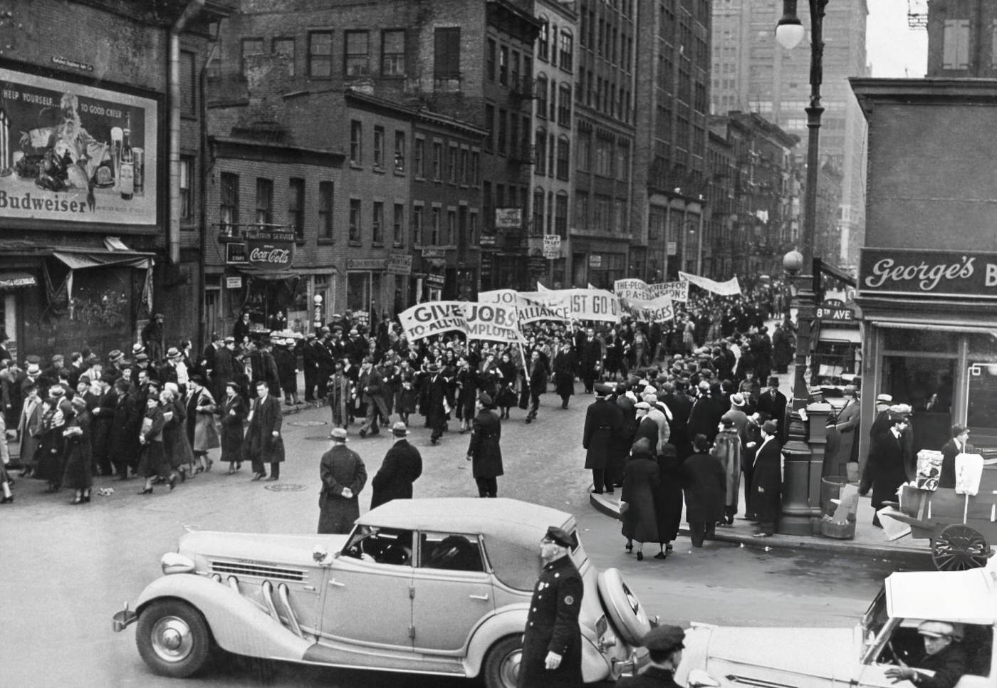 Supporters Of The Works Progress Administration March In Protest At Layoffs, January 1937.