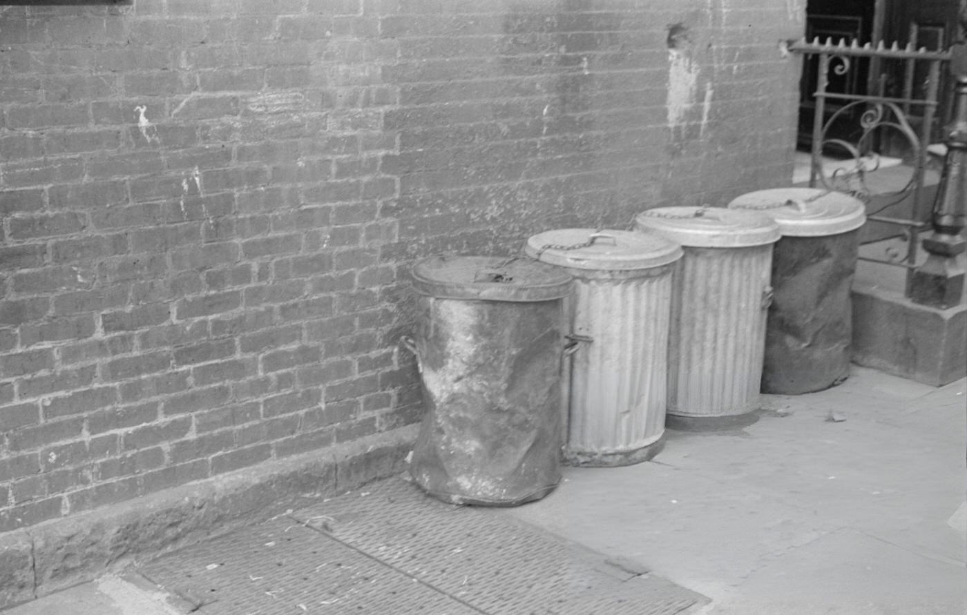 Garbage Cans On 61St Street Between 1St And 3Rd Avenues, New York City.