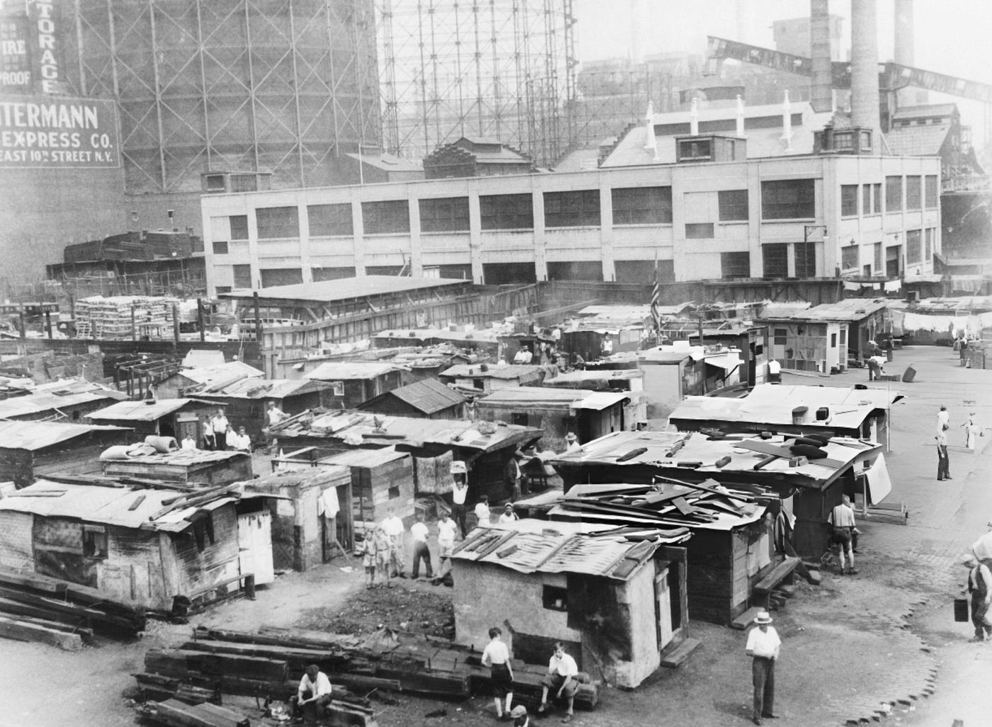 Poverty In America; New York Shanty Town, 1932.