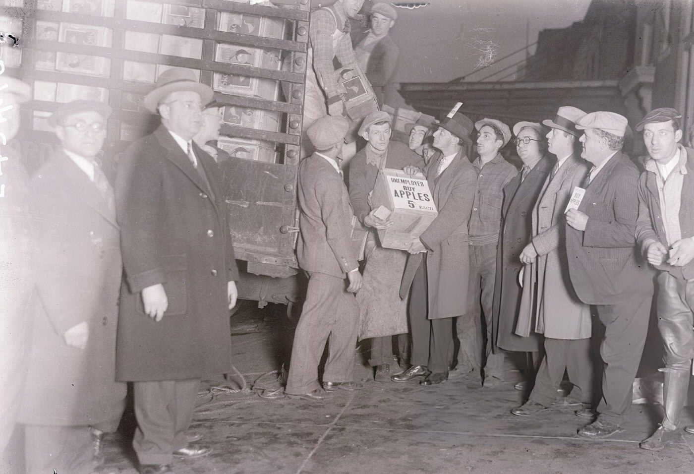 Hundreds Of Unemployed New Yorkers Sell Apples On The Streets, Having Sold Over 30,000 Boxes In Three Weeks, November 13, 1930.